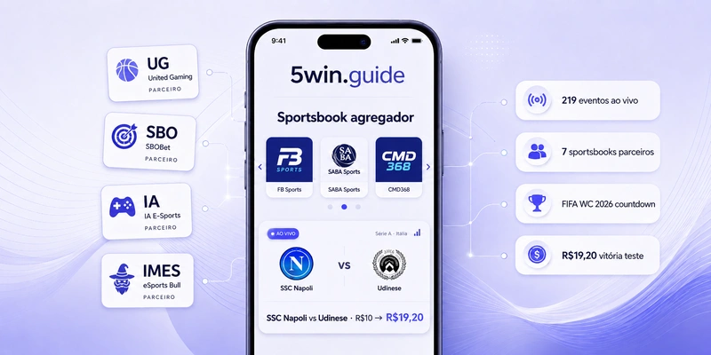 5win Bet: agregador de 7 sportsbooks parceiros (FB Sports, SABA, CMD368, SBOBet) com 229 eventos de futebol ao vivo