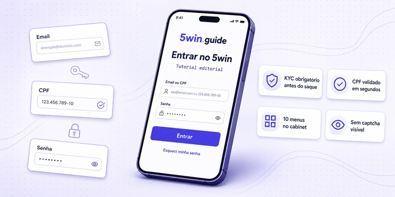 5win login e cadastro: registro com CPF, verificação KYC aprovada em 24 horas e acesso móvel ou desktop